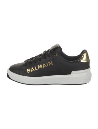 Pre-owned Balmain Leather Colorblock Pattern Sneakers W/ Tags In Black