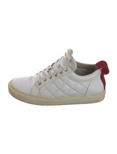 Pre-owned Balmain Leather Colorblock Pattern Sneakers In White