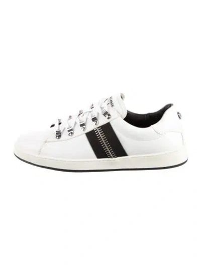 Pre-owned Balmain Leather Colorblock Pattern Sneakers In White