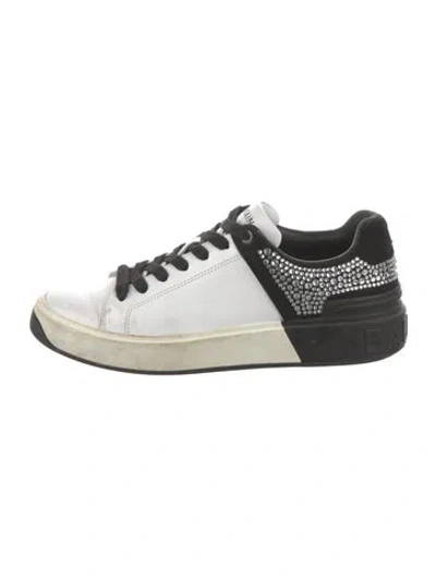 Pre-owned Balmain Leather Colorblock Pattern Sneakers In White