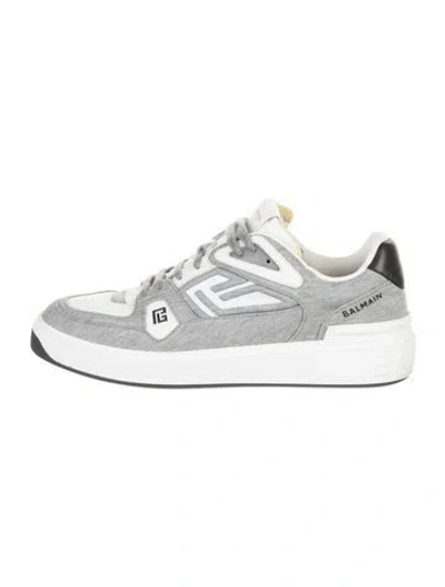 Pre-owned Balmain Leather Colorblock Pattern Sneakers In White