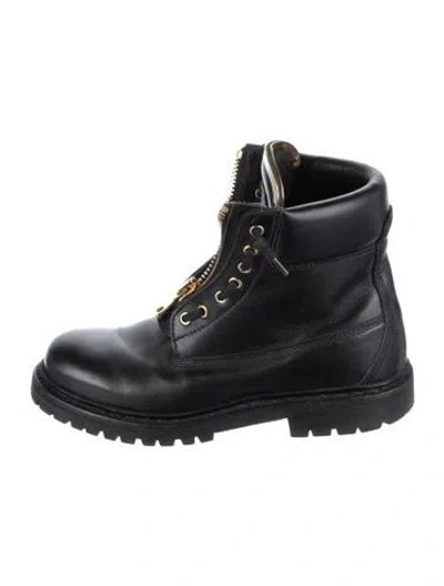 Pre-owned Balmain Leather Combat Boots In Black