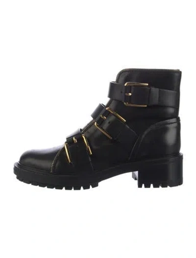 Pre-owned Balmain Leather Combat Boots In Black