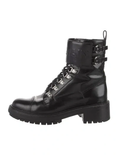 Pre-owned Balmain Leather Combat Boots In Black