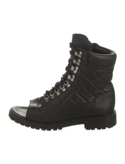 Pre-owned Balmain Leather Combat Boots In Black