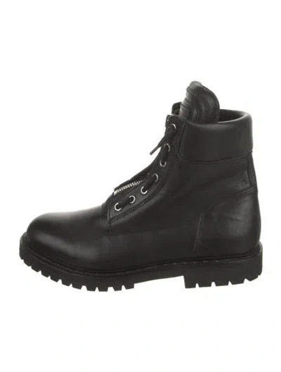 Pre-owned Balmain Leather Combat Boots In Black