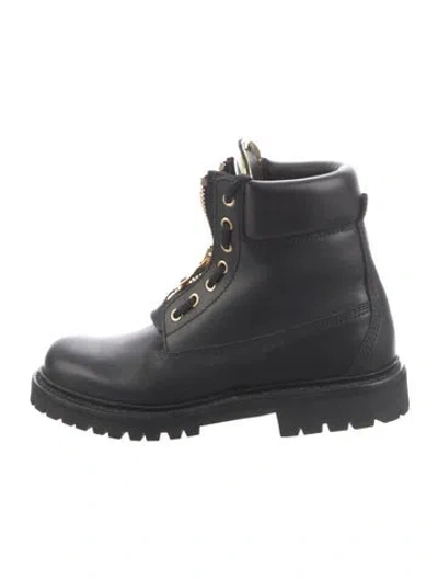 Pre-owned Balmain Leather Combat Boots In Black
