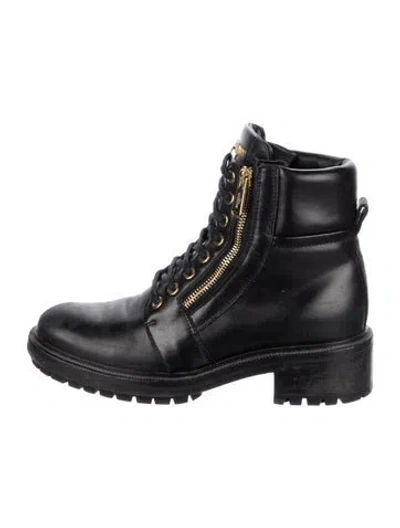 Pre-owned Balmain Leather Combat Boots In Black
