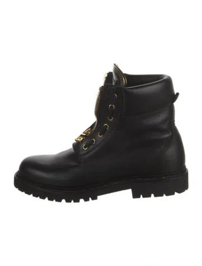 Pre-owned Balmain Leather Combat Boots In Black