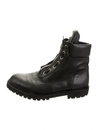 Pre-owned Balmain Leather Combat Boots In Black