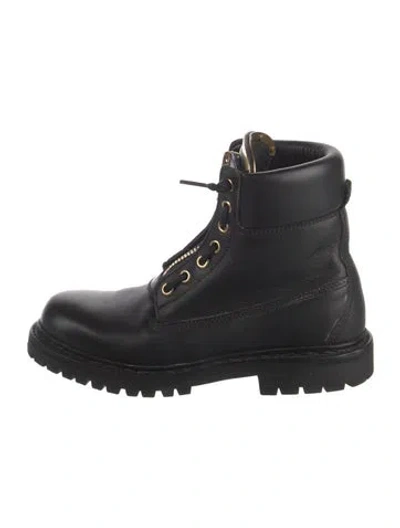 Pre-owned Balmain Leather Combat Boots In Black