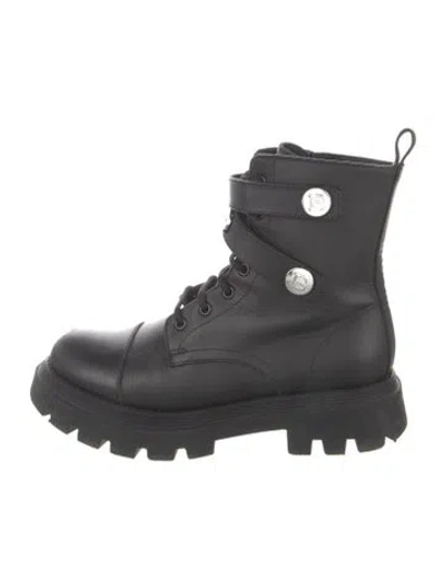 Pre-owned Balmain Leather Combat Boots In Black