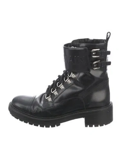 Pre-owned Balmain Leather Combat Boots In Black