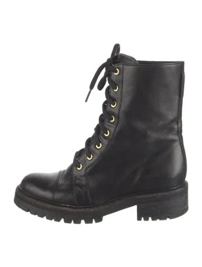 Pre-owned Balmain Leather Combat Boots In Black