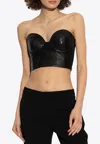 Balmain Zip-up Leather Corset Top In Black