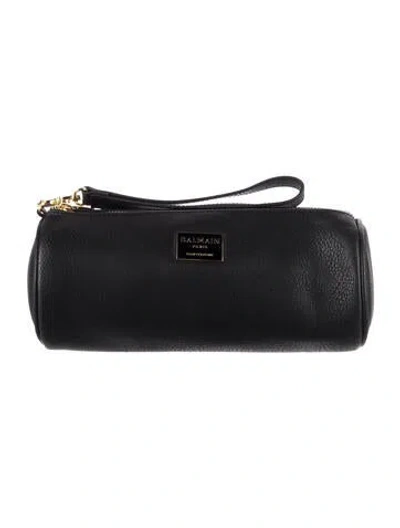 Pre-owned Balmain Leather Cosmetic Bag In Black