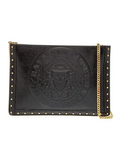 Pre-owned Balmain Leather Crossbody Bag In Black
