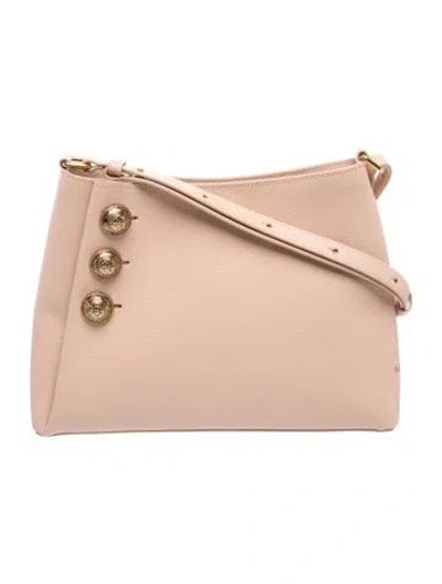 Pre-owned Balmain Leather Emblème Medium In Neutral
