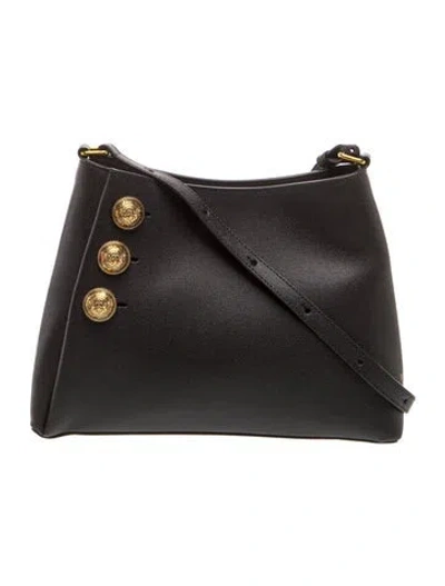 Pre-owned Balmain Leather Emblème Shoulder Bag In Blue