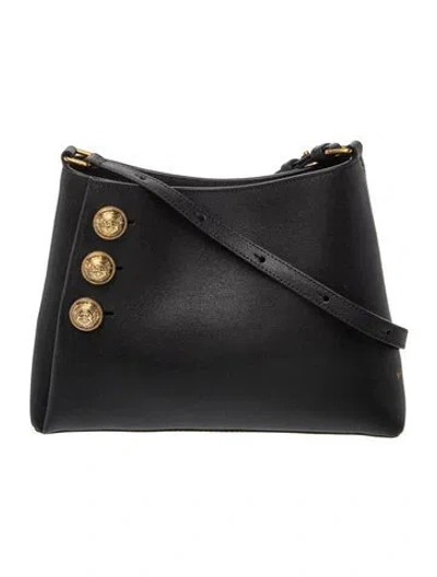 Pre-owned Balmain Leather Emblème Small In Black