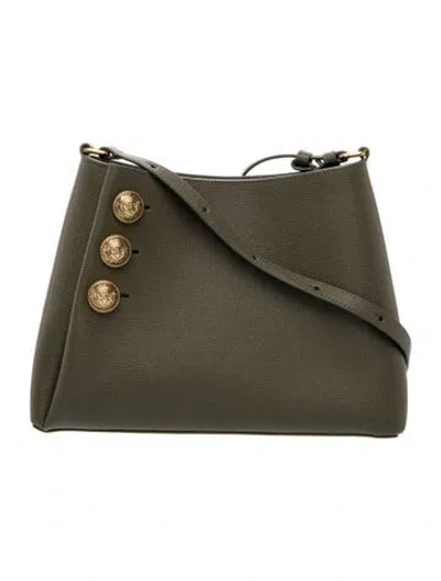 Pre-owned Balmain Leather Emblème Small W/ Tags In Gray
