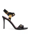 Balmain Eva Embellished Leather Sandals In Black