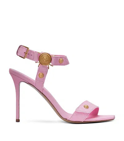 Balmain Leather Eva Heeled Sandals 95 In Cu Pink