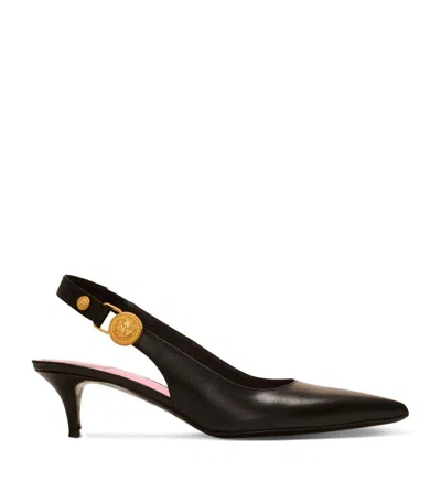 Balmain Eva 50 Calf Leather Slingback Pumps In Black