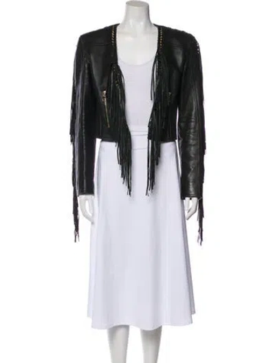 Pre-owned Balmain Leather Evening Jacket In Black