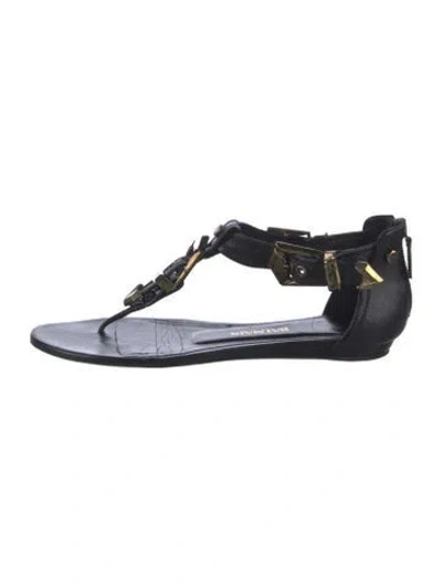 Pre-owned Balmain Leather Flats In Black