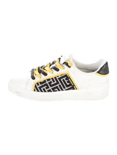Pre-owned Balmain Leather Graphic Print Sneakers In Multicolor