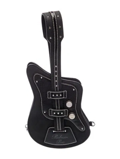 Pre-owned Balmain Leather Guitar Small In White