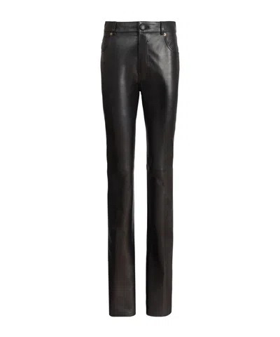 Balmain Leather High-waisted Trousers In Black