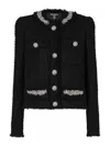 Balmain Embroidered Tweed Jacket In Black