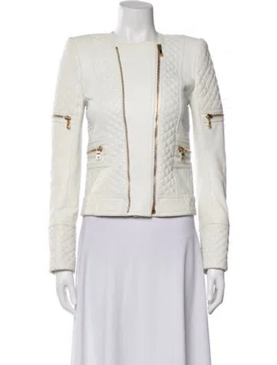 Pre-owned Balmain Leather Jacket In Neutral