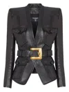 Balmain Leather Jacket With Belt