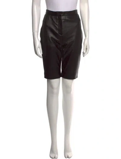 Pre-owned Balmain Leather Knee-length Shorts In Black