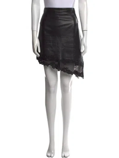 Pre-owned Balmain Leather Knee-length Skirt In Black