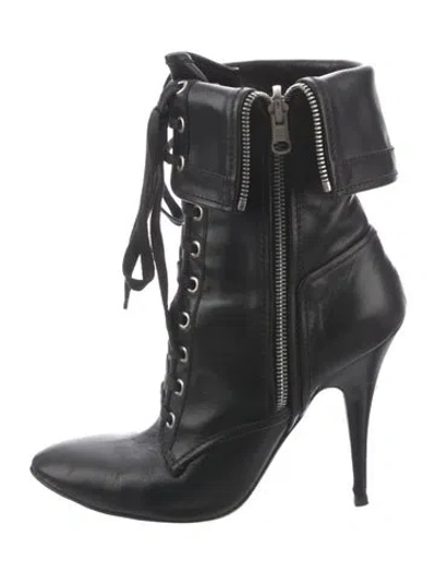 Pre-owned Balmain Leather Lace-up Boots In Black