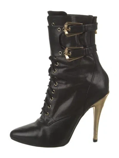 Pre-owned Balmain Leather Lace-up Boots In Black