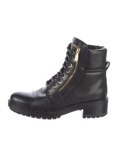 Pre-owned Balmain Leather Lace-up Boots In Black