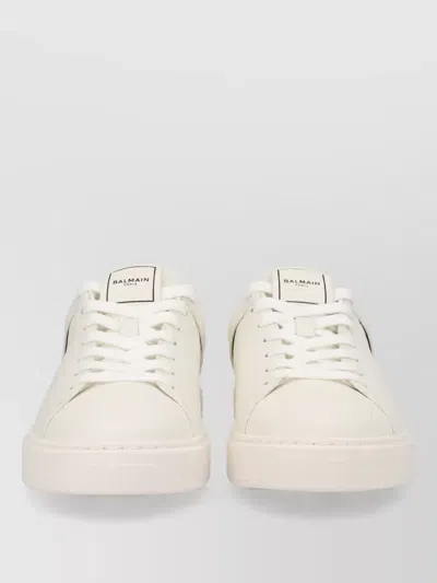 Balmain Leather Lace-up Sneakers In White