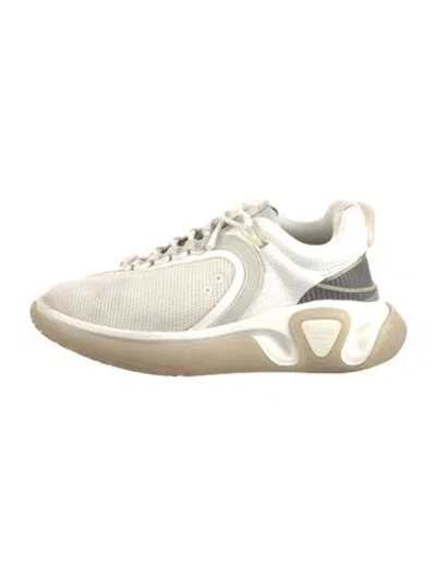 Pre-owned Balmain Leather Mesh Accents Athletic Sneakers In White