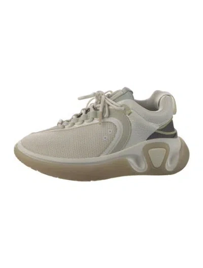 Pre-owned Balmain Leather Mesh Accents Chunky Sneakers In White