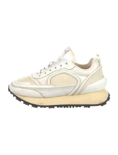 Pre-owned Balmain Leather Mesh Accents Sneakers In White