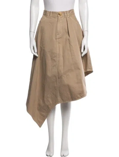 Pre-owned Balmain Leather Midi Length Skirt W/ Tags In Neutrals