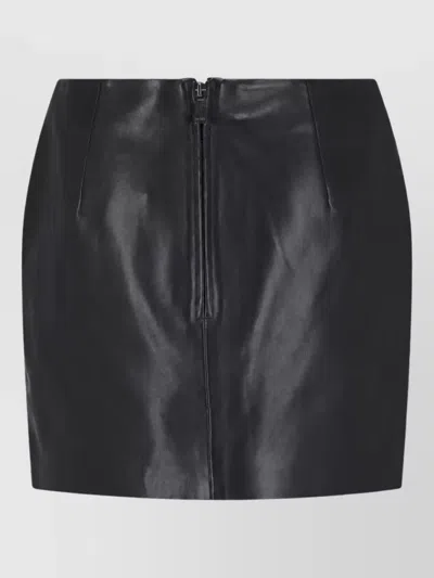 Balmain Leather Midi Skirt In Black