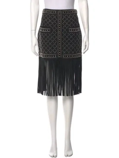 Pre-owned Balmain Leather Mini Skirt In Black