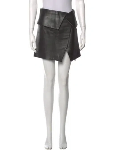 Pre-owned Balmain Leather Mini Skirt In Black