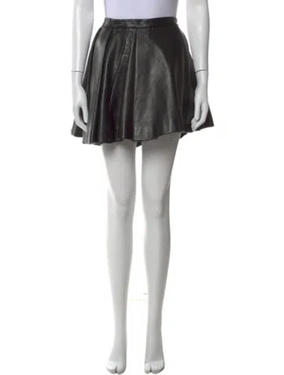 Pre-owned Balmain Leather Mini Skirt In Black